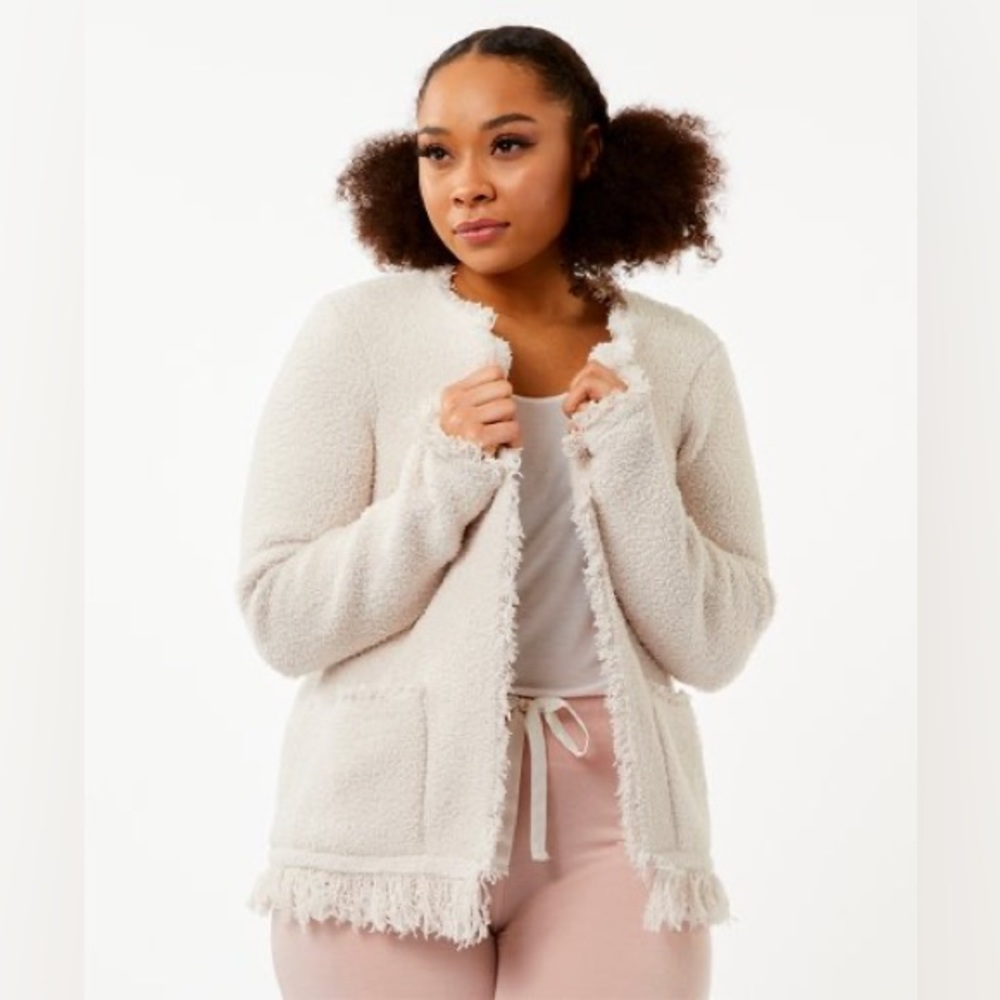 Barefoot Dreams Almond CozyChic Fringe Jacket Size XS